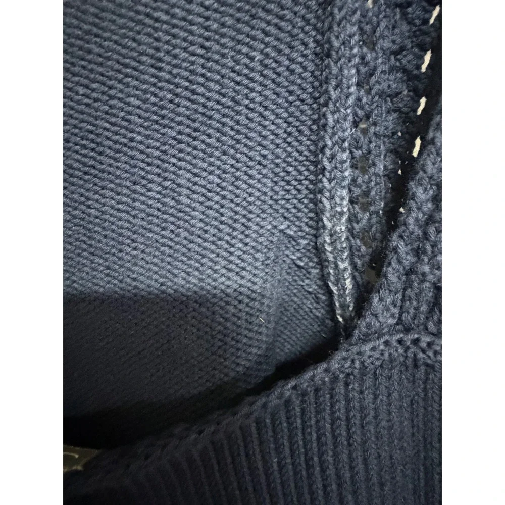 J.Crew Navy Crochet Trim Sweater Tank Top CT950 Women's XS Cotton Knit NWOT